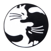 Ying Yang Cats Pin Badge For Cat Lovers